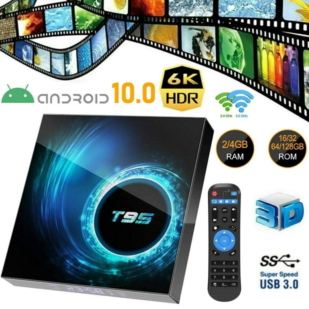 T95 Android TV Box, Android Box 10.0 4GB RAM 64GB ROM Allwinner H616 Quad core